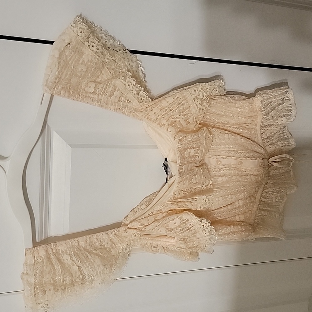BRAND NEW | Lulus Delicate Lace Ruffled Peplum Top